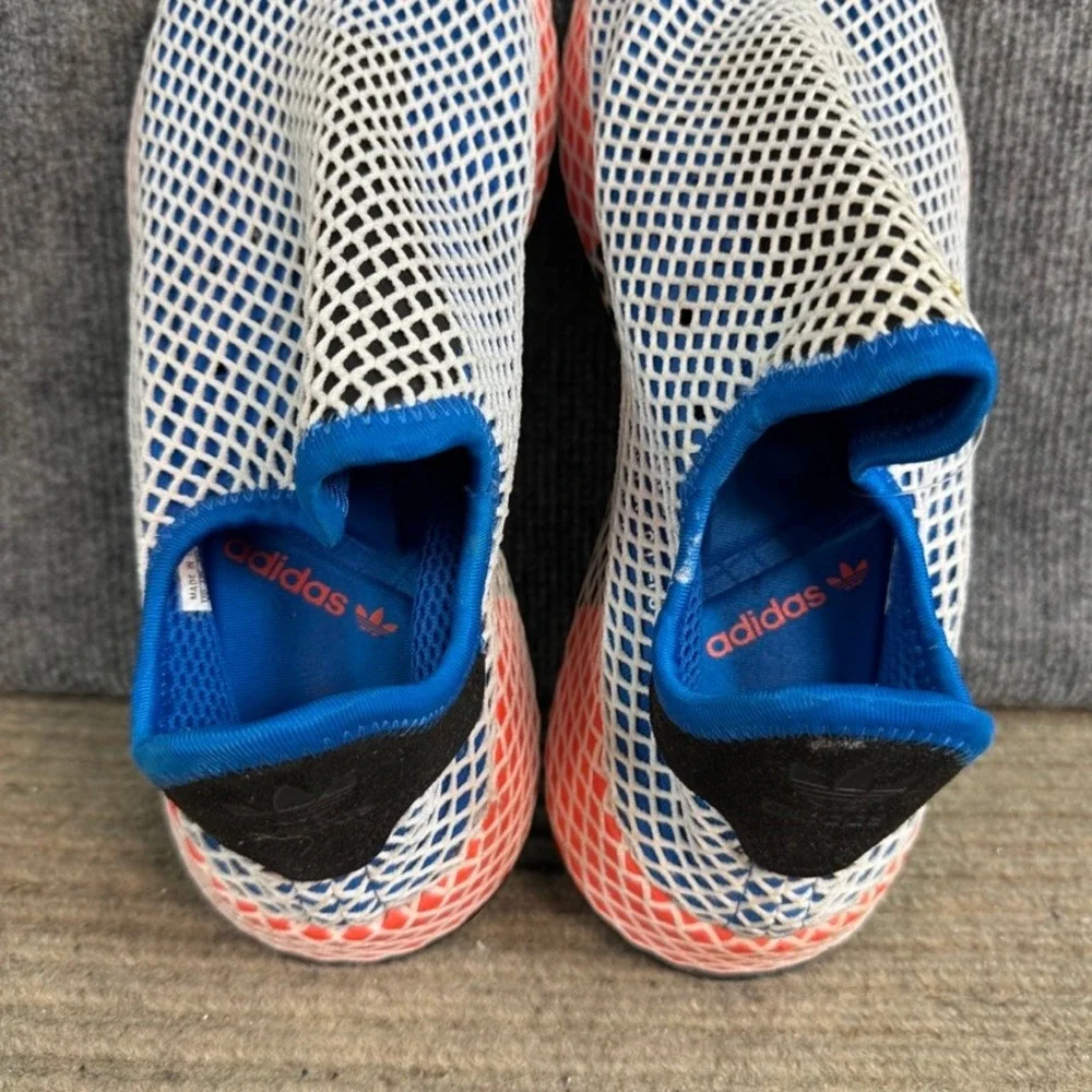 Adidas Deerupt Runner Blue White Solar Red Mesh Slip On Sneakers B41767 Size 11